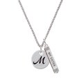 thumbnail image 1 of Delight Jewelry Silvertone Large Script Letter - M - 3/4'' Disc - Silvertone Always My Sister Bar Charm Necklace, 23", 1 of 4