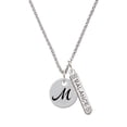 thumbnail image 1 of Delight Jewelry Silvertone Large Script Letter - M - 3/4'' Disc - Silvertone Balance Bar Charm Necklace, 23", 1 of 4