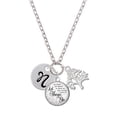 thumbnail image 1 of Delight Jewelry Silvertone Large Script Letter - N - 3/4'' Disc - Let Things Go Fall Zoey Charm Necklace, 28", 1 of 4
