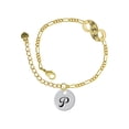 thumbnail image 1 of Delight Jewelry Silvertone Large Script Letter - P - 3/4'' Disc - Gold-tone Paw Infinity Link Chain Bracelet, 6"+2" Extender, 1 of 3