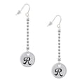 thumbnail image 1 of Delight Jewelry Silvertone Large Script Letter - R - 3/4'' Disc - Silver-tone Long Sparkle Dangle French Earrings, 1 of 4