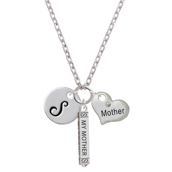 Delight Jewelry Silvertone Large Script Letter - S - 3/4'' Disc - Always My Mother Bar Zoe Necklace