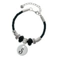 thumbnail image 1 of Delight Jewelry Silvertone Large Script Letter - S - 3/4'' Disc - Middle Sister Celtic Knot Leather Bead Bracelet, 7"+2" Extender, 1 of 4