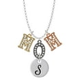 thumbnail image 1 of Delight Jewelry Silvertone Large Script Letter - S - 3/4'' Disc - Multi-Colored Crystal Mom Charm Necklace, 1 of 5