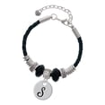 thumbnail image 1 of Delight Jewelry Silvertone Large Script Letter - S - 3/4'' Disc - Wife Celtic Knot Leather Bead Bracelet, 7"+2" Extender, 1 of 4