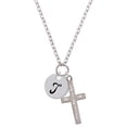 thumbnail image 1 of Delight Jewelry Silvertone Large Script Letter - T - 3/4'' Disc - I Set You Apart Engraved Cross Zoey Necklace, 28", 1 of 4