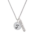 thumbnail image 1 of Delight Jewelry Silvertone Large Script Letter - T - 3/4'' Disc - Silvertone Balance Bar Charm Necklace, 23", 1 of 4