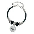 thumbnail image 1 of Delight Jewelry Silvertone Large Script Letter - V - 3/4'' Disc - Daughter Celtic Knot Leather Bead Bracelet, 7"+2" Extender, 1 of 4