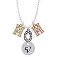 thumbnail image 1 of Delight Jewelry Silvertone Large Script Letter - V - 3/4'' Disc - Multi-Colored Crystal Mom Charm Necklace, 1 of 5