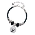 thumbnail image 1 of Delight Jewelry Silvertone Large Script Letter - Y - 3/4'' Disc - Godmother Celtic Knot Leather Bead Bracelet, 7"+2" Extender, 1 of 4