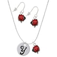 thumbnail image 1 of Delight Jewelry Silvertone Large Script Letter - Y - 3/4'' Disc - Red Lucky Ladybug Necklace and Dangle Earrings Set, 1 of 6