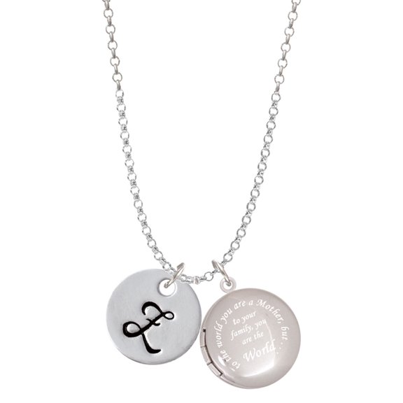 Delight Jewelry Silvertone Large Script Letter - Z - 3/4'' Disc - To the World You are a Mother Locket Necklace