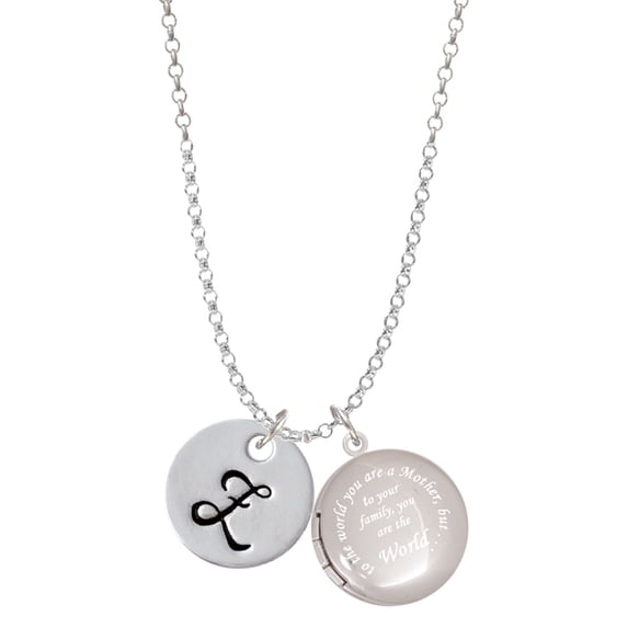 Delight Jewelry Silvertone Large Script Letter - Z - 3/4'' Disc - To the World You are a Mother Locket Necklace