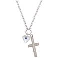 thumbnail image 1 of Delight Jewelry Silvertone Large September - Blue Crystal Heart Everlasting Love Engraved Cross Zoey Necklace, 28", 1 of 4