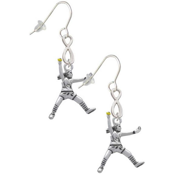 Delight Jewelry Silvertone Large Softball Pitcher Silver tone Infinity French Earrings