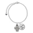 thumbnail image 1 of Delight Jewelry Silvertone Large Southwestern Antiqued Cross - Domed Thank You Charm Bracelet, 6"+2", 1 of 5