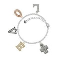 thumbnail image 1 of Delight Jewelry Silvertone Large Southwestern Antiqued Cross Multi-Colored Crystal Love Charm Bracelet, 1 of 5