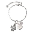 thumbnail image 1 of Delight Jewelry Silvertone Large Southwestern Antiqued Cross Silvertone Discover Dream Explore Zoey Charm Bracelet, 6.5+2" Extender, 1 of 4