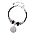 thumbnail image 1 of Delight Jewelry Silvertone Large Super Sparkle Crystal Clear AB Softball Sister Celtic Knot Leather Bead Bracelet, 7"+2" Extender, 1 of 4