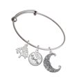 thumbnail image 1 of Delight Jewelry Silvertone Large Swirl Man in Moon Silvertone Let Things Go Tree Charm Bangle Bracelet, 1 of 4