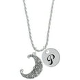 thumbnail image 1 of Delight Jewelry Silvertone Large Swirl Man in Moon Silvertone Script Initial Disc - P - Charm Necklace, 20"+3", 1 of 4