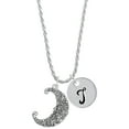 thumbnail image 1 of Delight Jewelry Silvertone Large Swirl Man in Moon Silvertone Script Initial Disc - T - Charm Necklace, 20"+3", 1 of 4