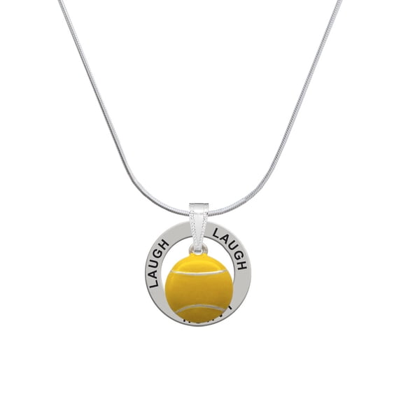 Delight Jewelry Silvertone Large Tennis Ball Laugh Ring Charm Necklace, 18"