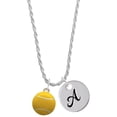 thumbnail image 1 of Delight Jewelry Silvertone Large Tennis Ball Silvertone Script Initial Disc - A - Charm Necklace, 20"+3", 1 of 4