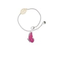 thumbnail image 1 of Delight Jewelry Silvertone Large Translucent Hot Pink Flying Butterfly - Goldtone Leaf Delicate Bracelet, 6.25+1.75", 1 of 4