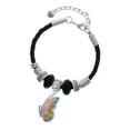 thumbnail image 1 of Delight Jewelry Silvertone Large Translucent Pastel Flying Butterfly Big Sister Celtic Knot Leather Bead Bracelet, 7"+2" Extender, 1 of 4