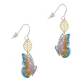 thumbnail image 1 of Delight Jewelry Silvertone Large Translucent Pastel Flying Butterfly Goldtone Leaf French Earrings, 1 of 4