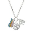 thumbnail image 1 of Delight Jewelry Silvertone Large Translucent Pastel Flying Butterfly Let Things Go Fall Zoey Charm Necklace, 28", 1 of 4