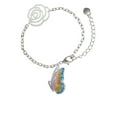 thumbnail image 1 of Delight Jewelry Silvertone Large Translucent Pastel Flying Butterfly Silver-tone Flower Link Chain Bracelet, 6.75"+2" Extender, 1 of 4