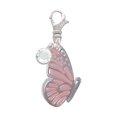 thumbnail image 1 of Delight Jewelry Silvertone Large Translucent Pink Flying Butterfly - Silvertone Clip on Charm with Clear Crystal Drop, 1 of 4