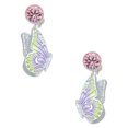 thumbnail image 1 of Delight Jewelry Silvertone Large Translucent Purple & Lime Green Flying Butterfly Pink Crystal Clip on Earrings, 1 of 5