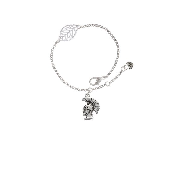 Delight Jewelry Silvertone Large Trojan - Mascot - Silvertone Leaf Delicate Bracelet, 6.25+1.75"