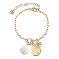 thumbnail image 1 of Delight Jewelry Silvertone Large Volleyball Goldtone Discover Dream Explore Zoey Charm Bracelet, 6.5+2" Extender, 1 of 1