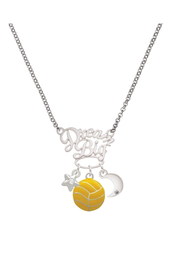 Silvertone Large Water Polo Ball Silvertone Dream Big Pendant Necklace, 25"
