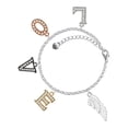 thumbnail image 1 of Delight Jewelry Silvertone Large White Enamel Angel Wing Multi-Colored Crystal Love Charm Bracelet, 1 of 5