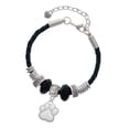 thumbnail image 1 of Delight Jewelry Silvertone Large White Paw Sister Celtic Knot Leather Bead Bracelet, 7"+2" Extender, 1 of 4