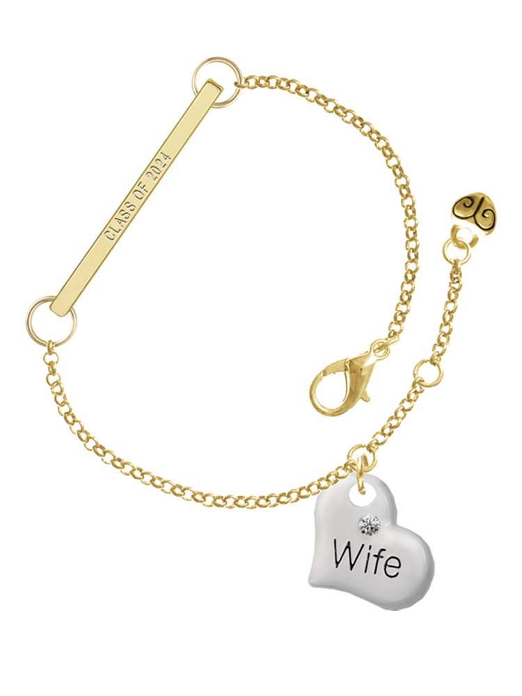 Delight Jewelry Silvertone Large Wife Heart Goldtone Class of 2024