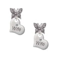 thumbnail image 1 of Delight Jewelry Silvertone Large Wife Heart Silvertone Antiqued Butterfly Post Earrings, 1 of 4