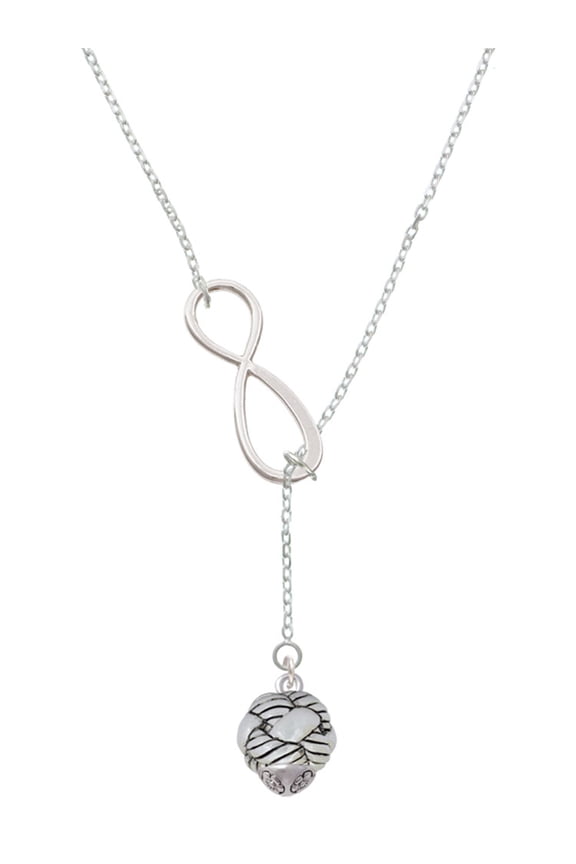 Silvertone Large Woven Rope Spinner Silver tone Elegant Infinity Lariat Necklace
