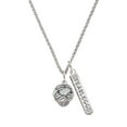 thumbnail image 1 of Delight Jewelry Silvertone Large Woven Rope Spinner Silvertone Fearless Bar Charm Necklace, 23", 1 of 4