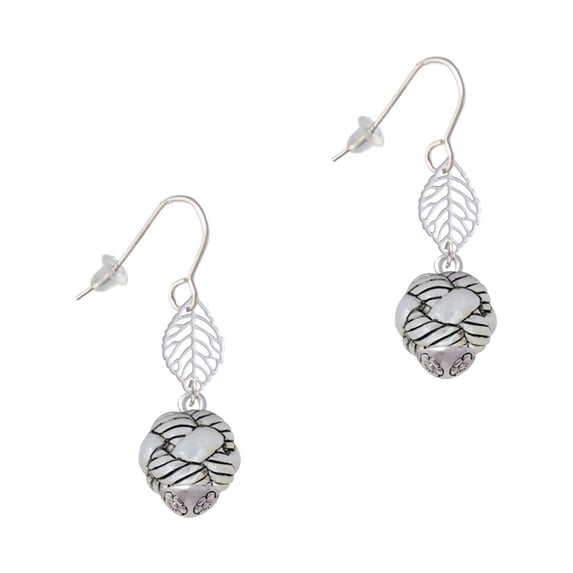Delight Jewelry Silvertone Large Woven Rope Spinner Silvertone Leaf French Earrings