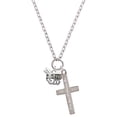 thumbnail image 1 of Delight Jewelry Silvertone Large Yellow Jacket - Mascot Everlasting Love Engraved Cross Zoey Necklace, 28", 1 of 4