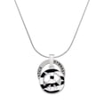 thumbnail image 1 of Delight Jewelry Silvertone Large Zebra Print Peace Sign Gymnastics Ring Charm Necklace, 18", 1 of 4