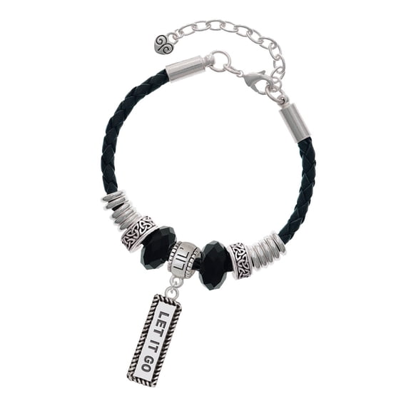 Delight Jewelry Silvertone Let It Go Big Sister Celtic Knot Leather Bead Bracelet, 7"+2" Extender