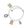 thumbnail image 1 of Delight Jewelry Silvertone Light Blue Baby Shoe with Crystal Strap Multi-Colored Crystal Mom Charm Bracelet, 1 of 4