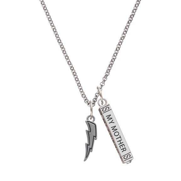 Delight Jewelry Silvertone Lightning Bolt Silvertone Always My Mother Bar Charm Necklace, 23"